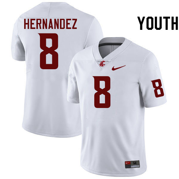 Youth #8 Carlos Hernandez Washington State Cougars College Football Jerseys Stitched-White